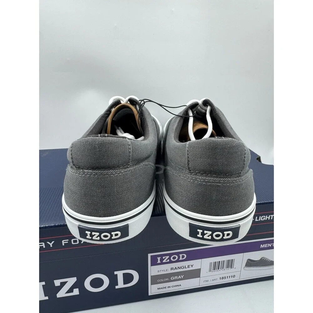 Izod Men's Rangley Canvas Memory Foam Gray Lace Up Sneaker Shoes Size 10 New